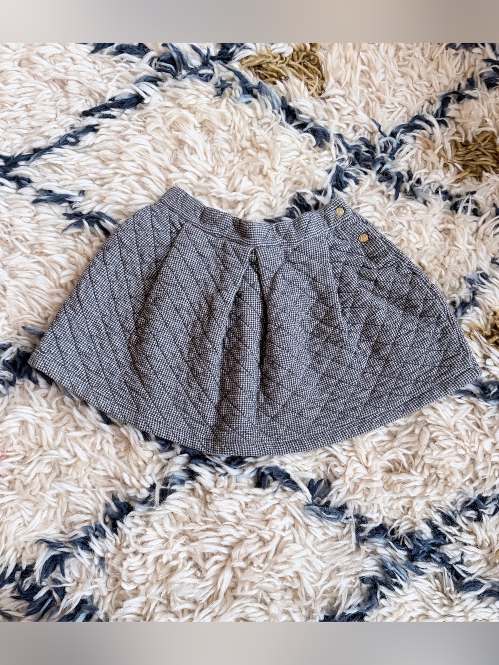 Petit Bateau Quilted Houndstooth Mini Skirt